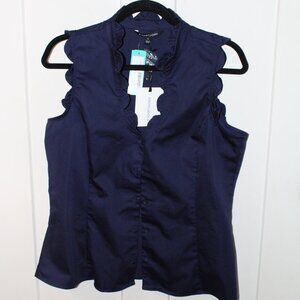 41 Hawthorn Navy sleeveless button down - L